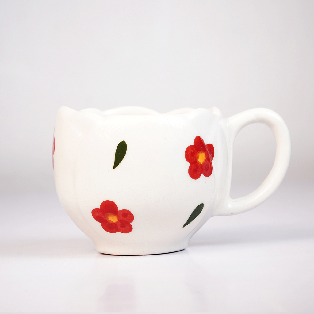 Ceramic Coffee Mug with Floral Flower Design