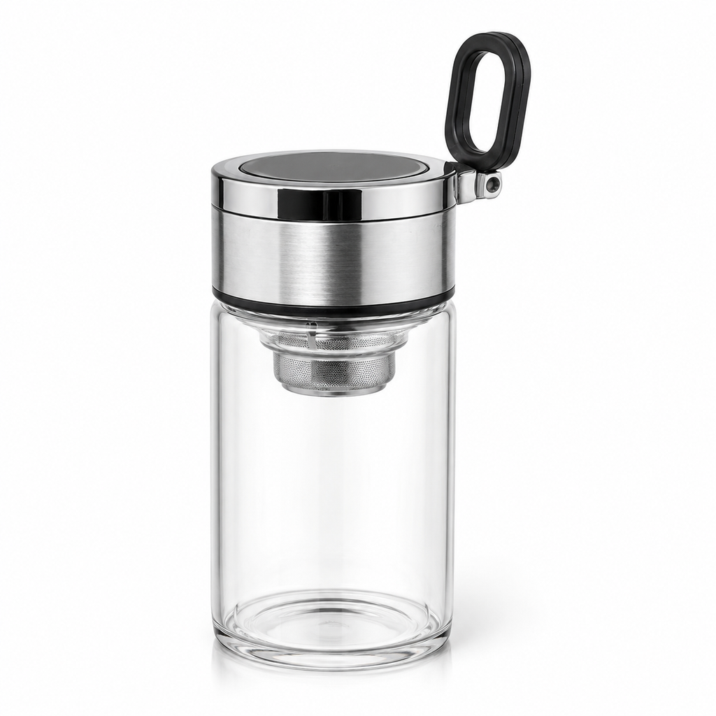 Glass Tea Infuser Cup with Stainless Steel Lid | Tea, Masala Chai & Herbal Infuser
