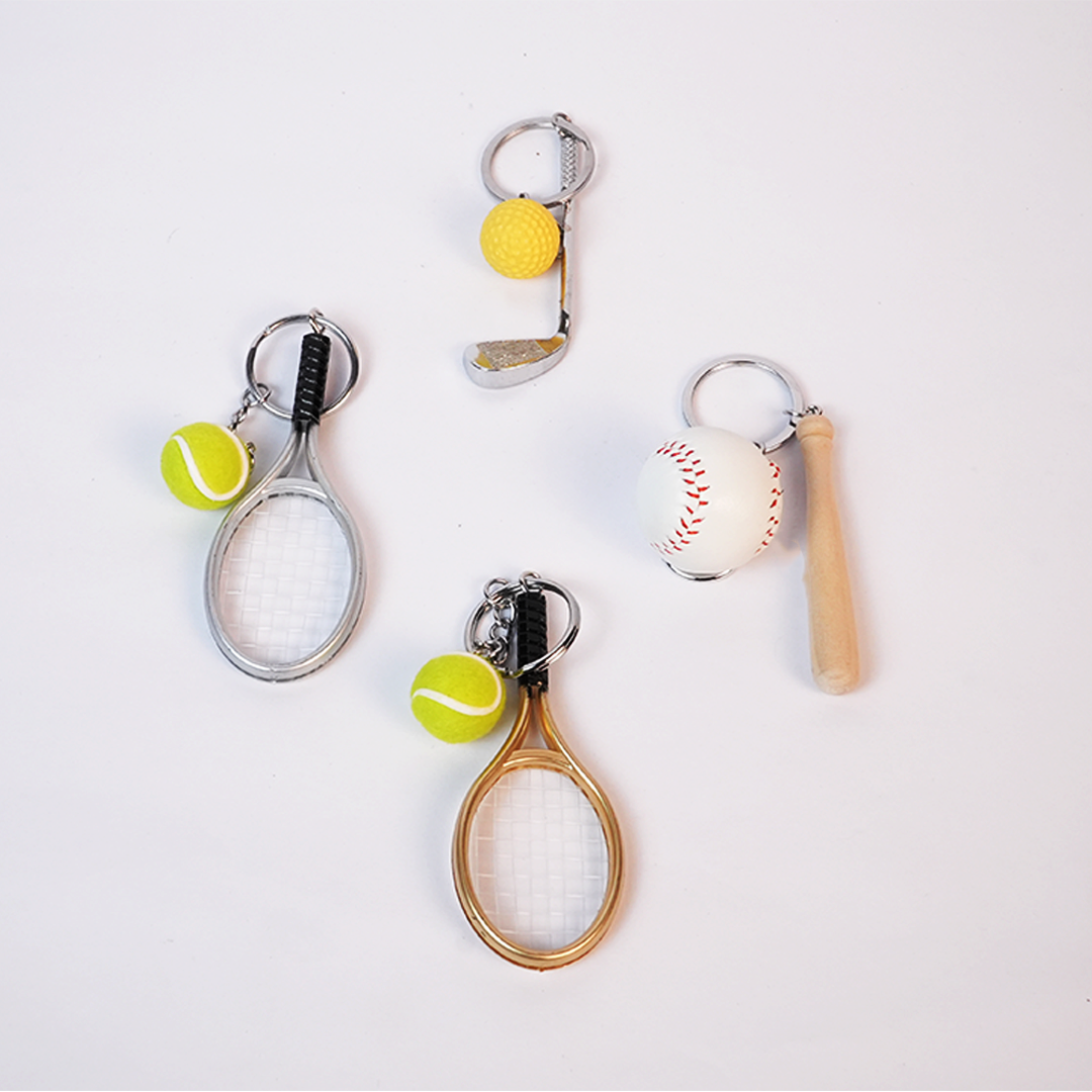 Sports Keychain Collection | Mini Racket, Bat & Golf Charm
