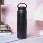 Premium Matte Black Leak-Proof Water Bottle with Carry Handle | Reusable Travel & Gym Bottle