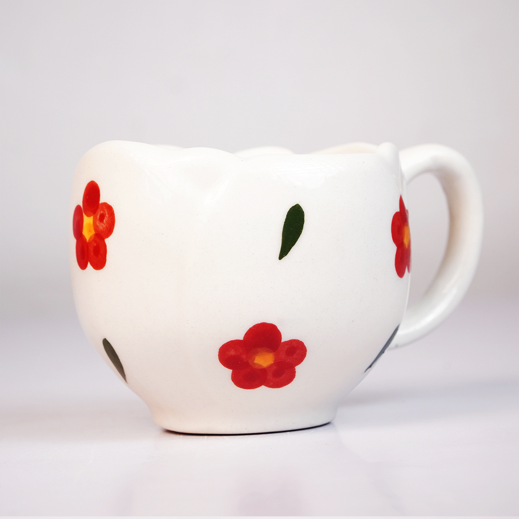 Ceramic Coffee Mug with Floral Flower Design