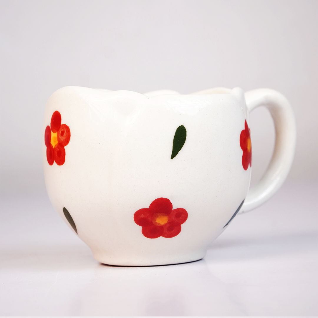 Ceramic Coffee Mug with Floral Flower Design