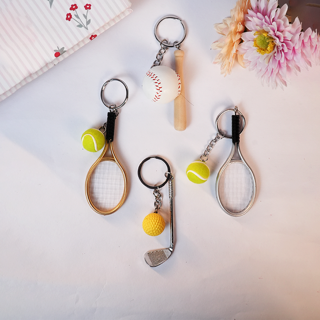 Sports Keychain Collection | Mini Racket, Bat & Golf Charm