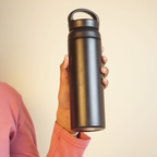 Premium Matte Black Leak-Proof Water Bottle with Carry Handle | Reusable Travel & Gym Bottle