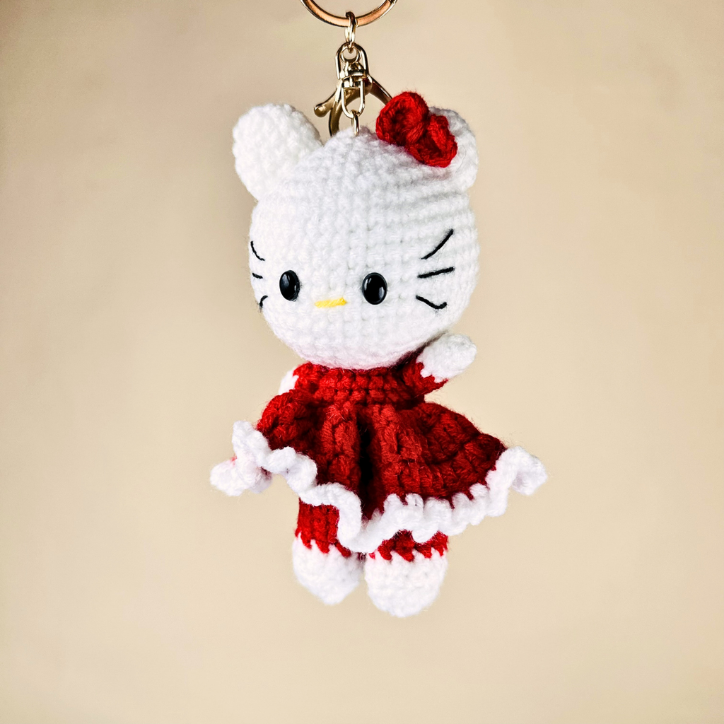 Handcrafted Crochet Kitty Keychain(Random Color)