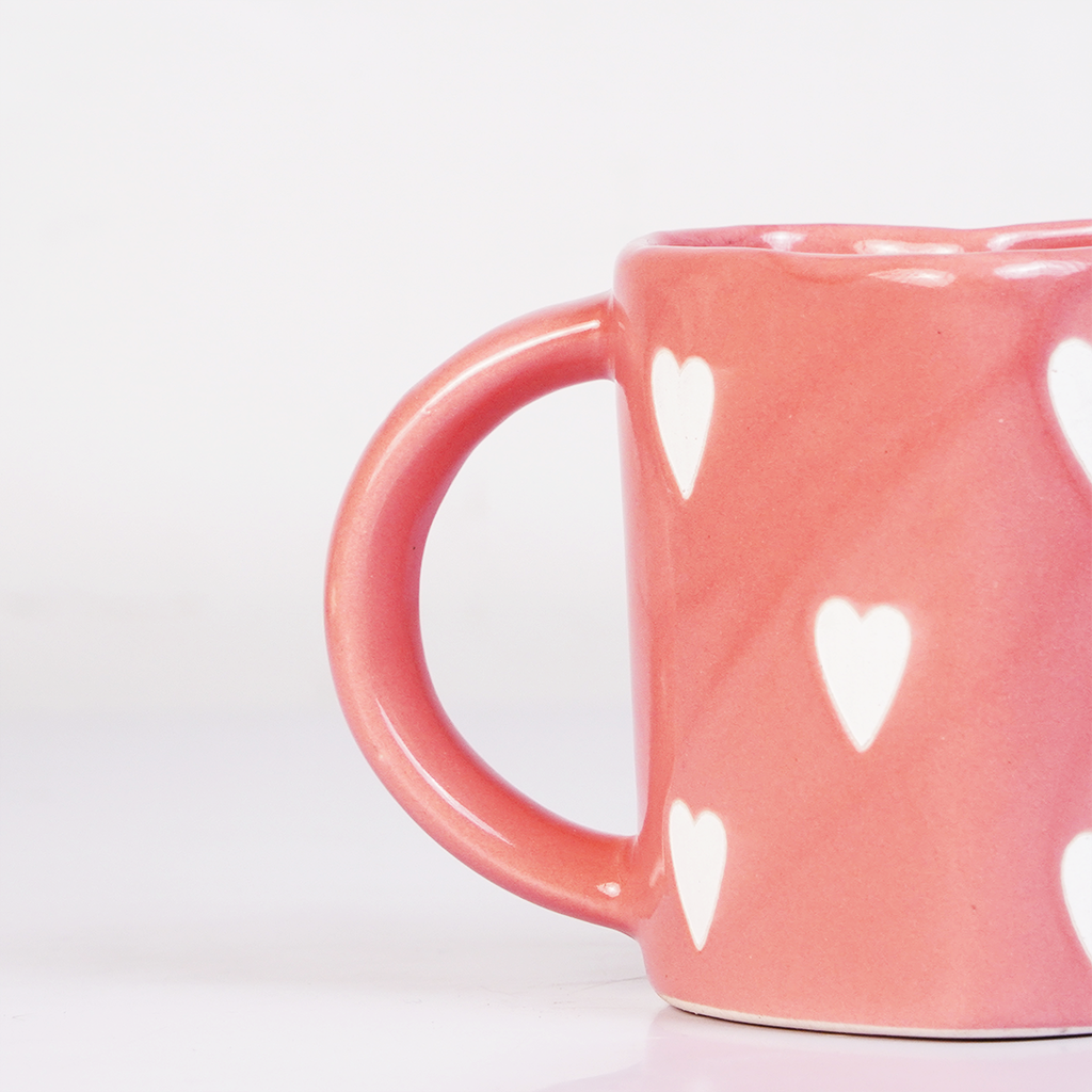Pink Heart Ceramic Coffee Mug – Cute Valentines & Gift Tea Cup