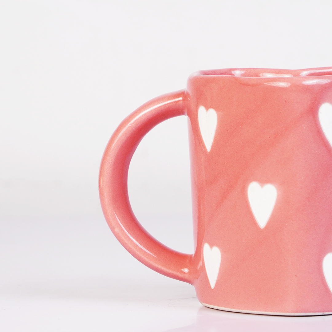 Pink Heart Ceramic Coffee Mug – Cute Valentines & Gift Tea Cup