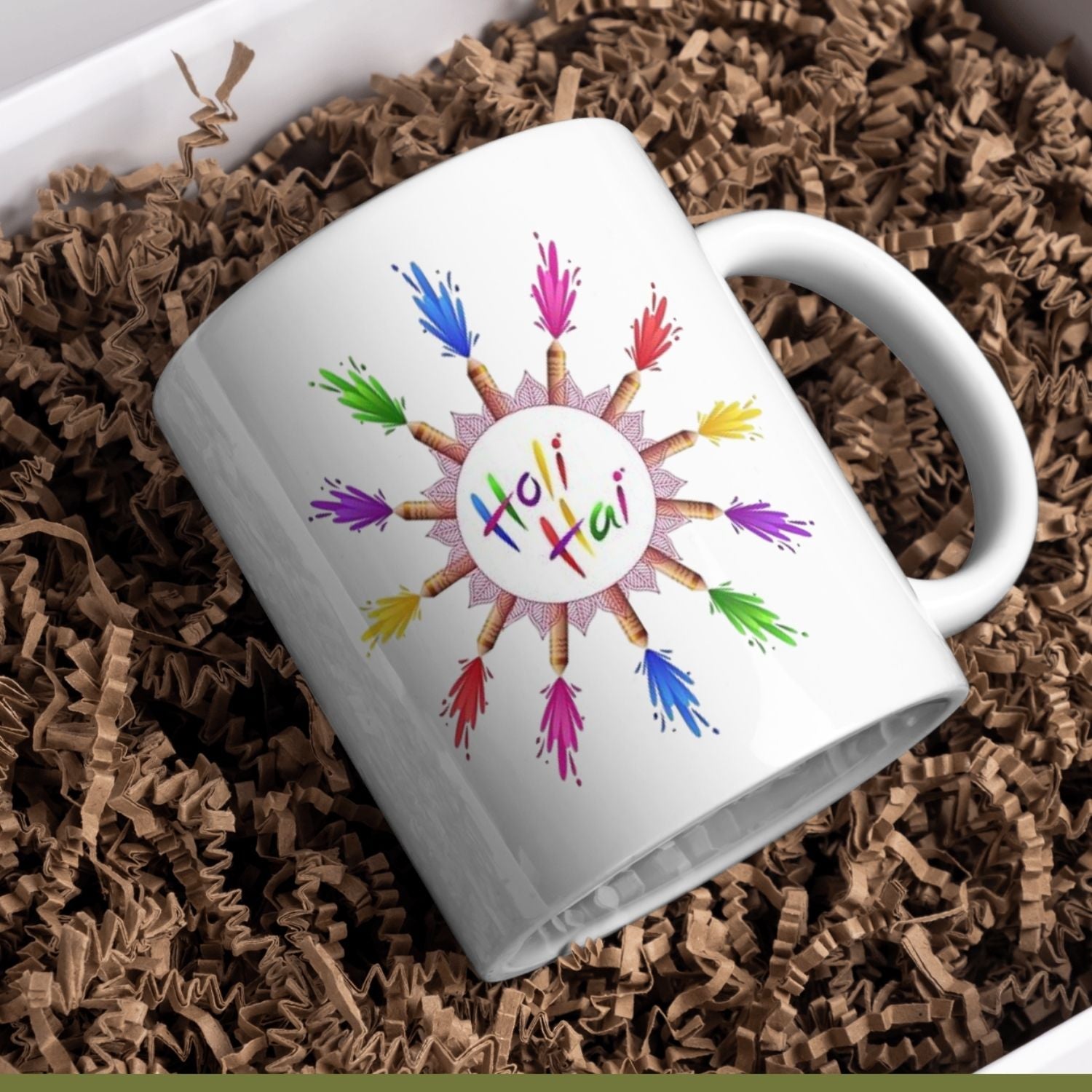 Colorful Holi Hai Festive Ceramic Mug – Vibrant Holi Gift Coffee Cup for Friends, Family & Office