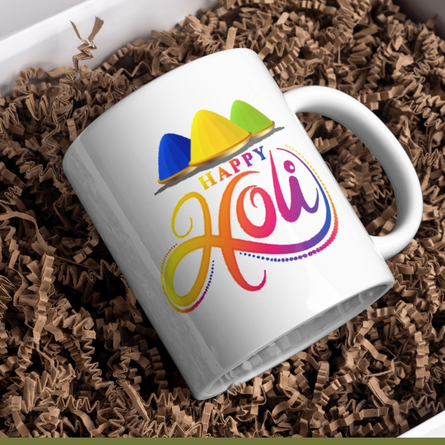 Happy Holi Printed Ceramic Mug – Colorful Festival Design Coffee & Tea Cup | Perfect Holi Gift for Friends, Family & Office