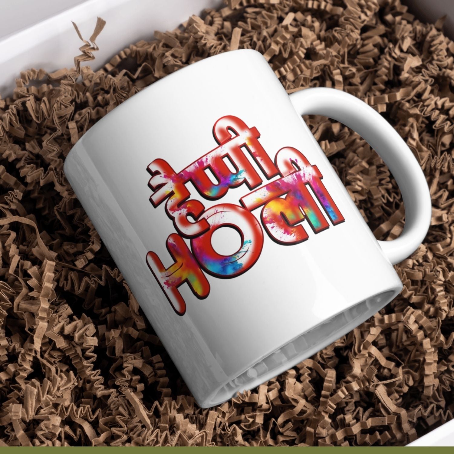 Happy Holi Printed Ceramic Coffee Mug – Colorful Festival Design Tea & Coffee Cup | Holi Gift for Friends, Family & Office