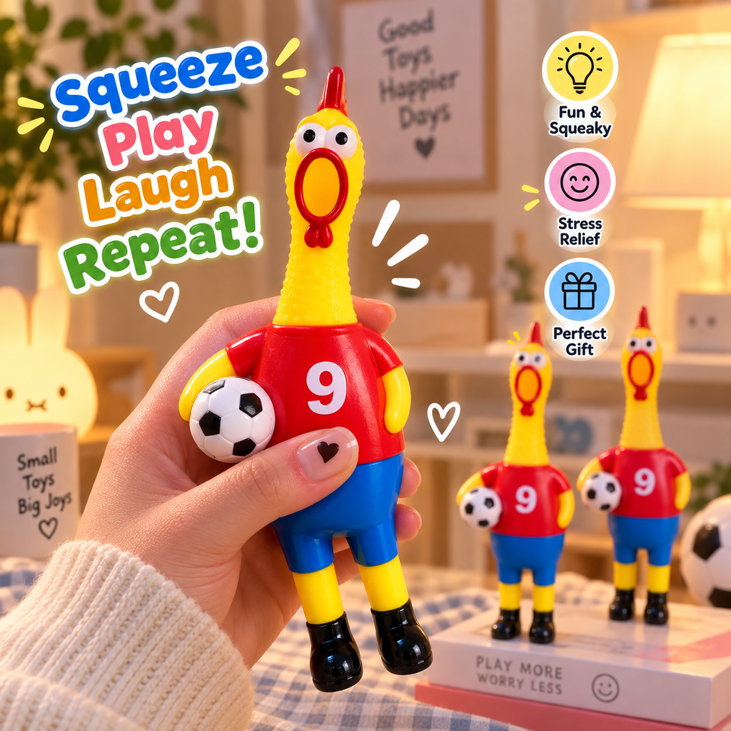 Cute Chicken Football Toy | Cartoon Soccer Player Figure | Fun Kids Toy | Decorative Play Figure