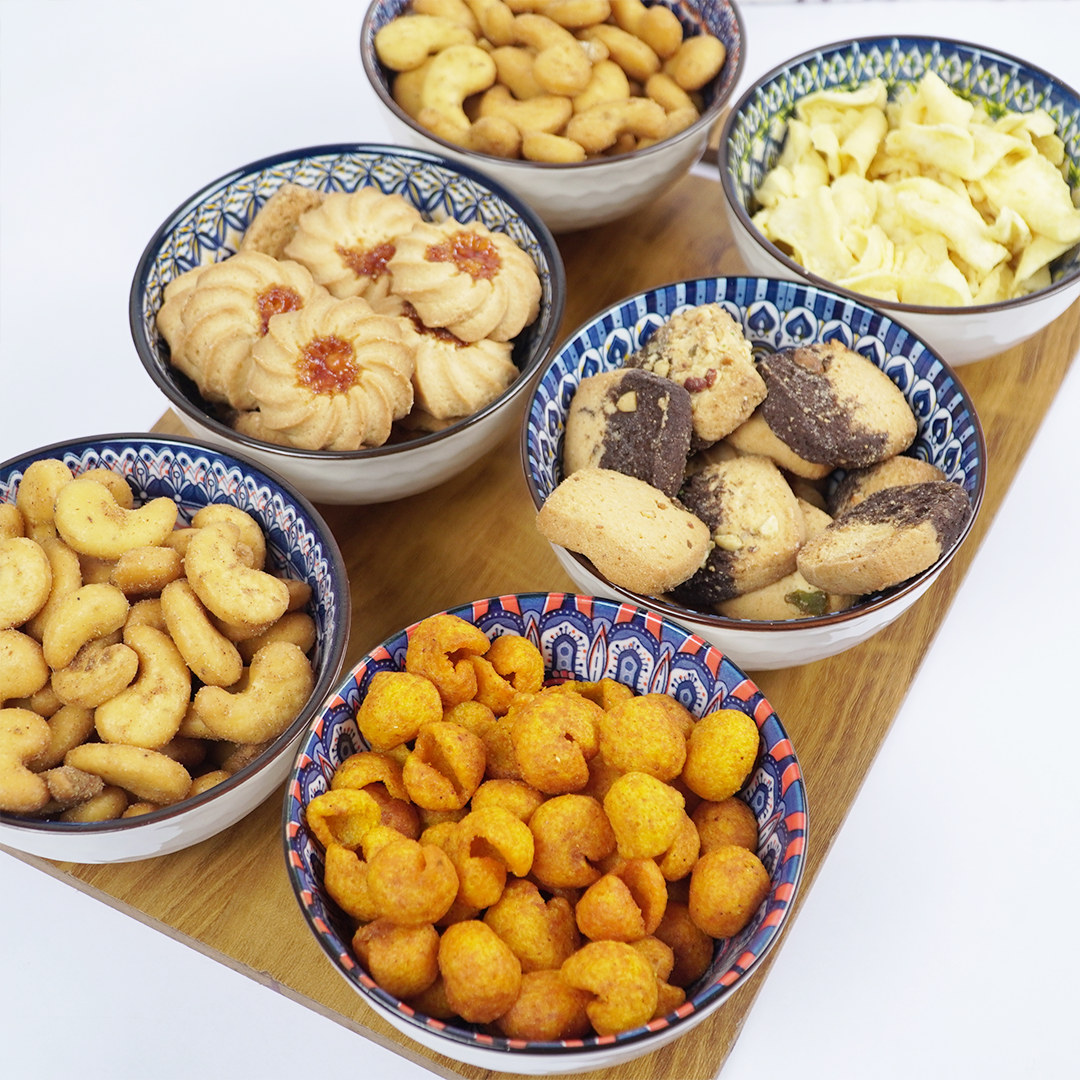 Handcrafted Ceramic Serving Bowl Set | Blue & Multicolor Printed Snack, Dip & Dessert Bowls for Kitchen & Dining