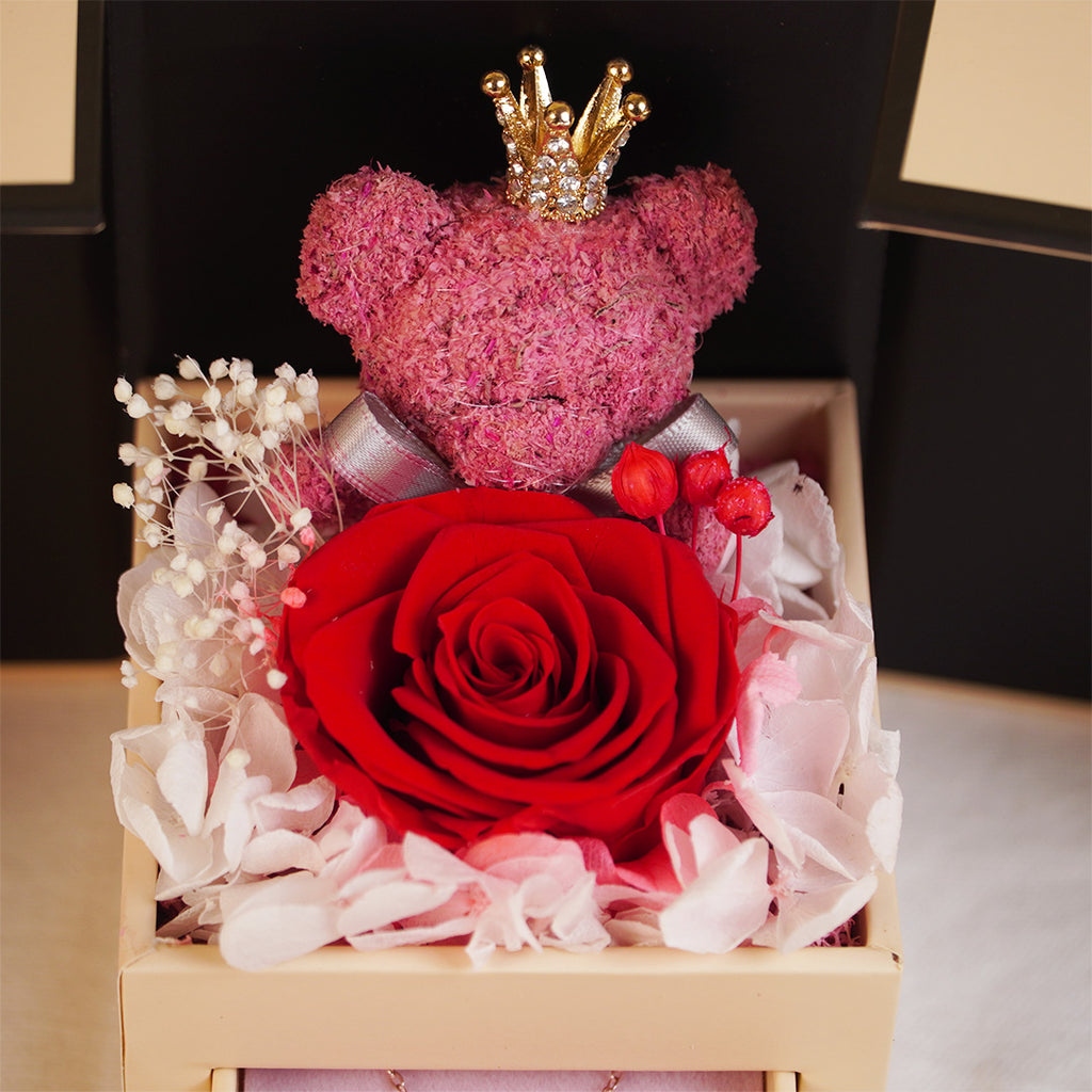 Surprise Gift Box with Roses & Teddy