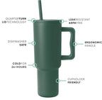 Green Premium Insulated Tumbler with Handle & Straw