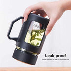 Double-Wall Glass Tea Mug with Infuser – Stylish Tea & Coffee Cup-1 piece