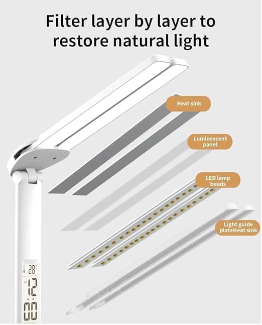 LED Desk Lamp with Clock & Pen Holder