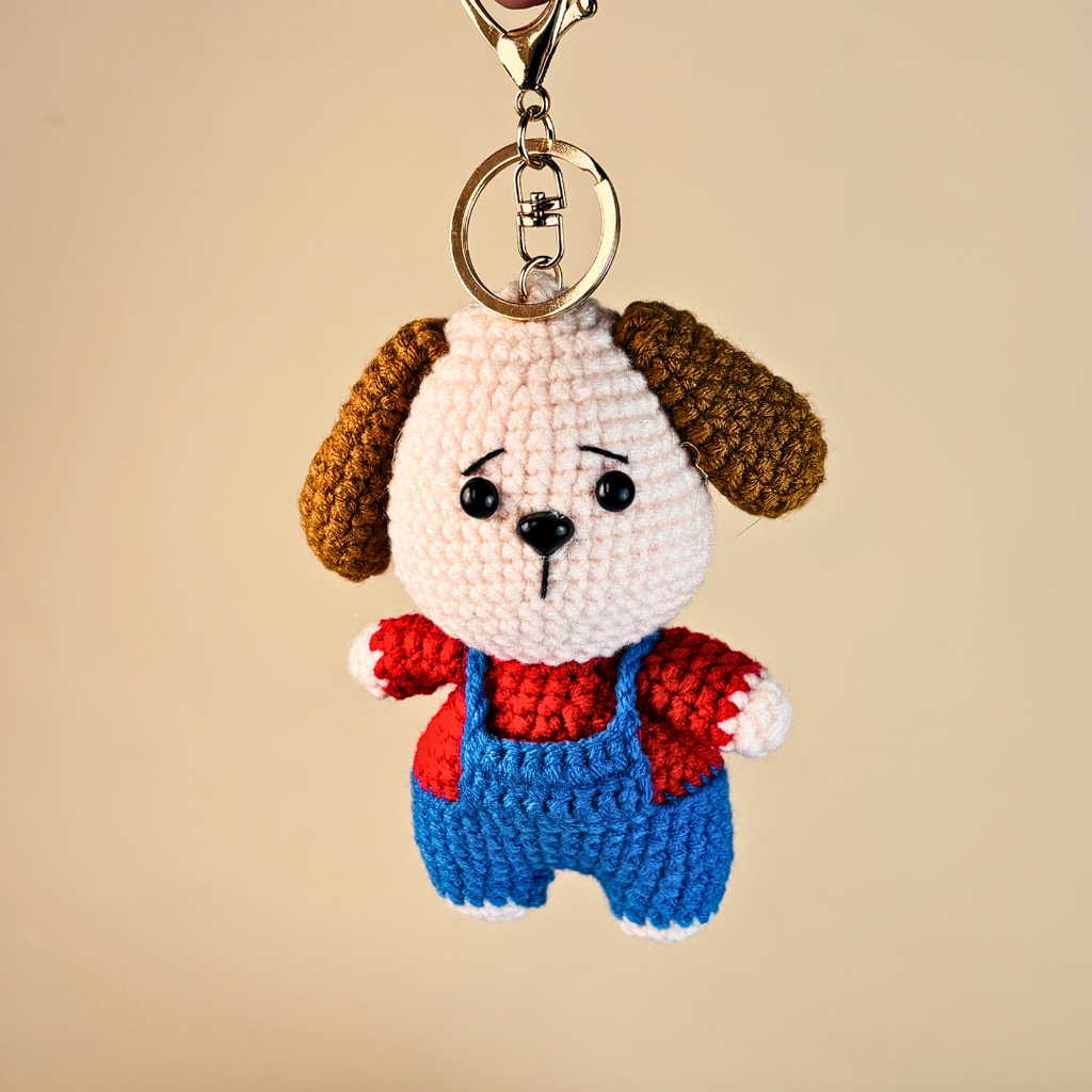 Handmade Crochet Dog Keychain(Random Color)