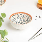 Blue & White Ceramic Bowl Set of Floral Pattern Serving & Snack Bowls
