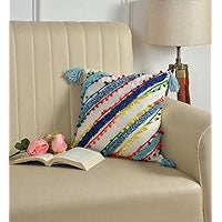 Multicolor Boho Tufted Cushion Cover Set with Tassels – Decorative Throw Pillow Covers for Sofa, Living Room & Bedroom (Pack of 2)