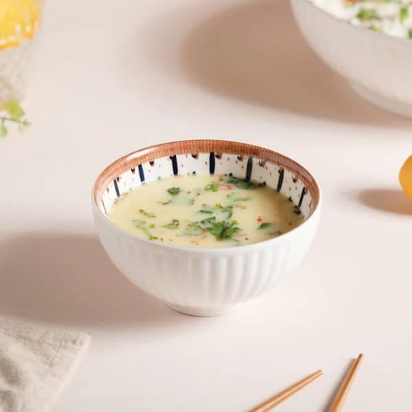 Monochrome Charm Ceramic Bowls – Set of 6 | Elegant Hand-Painted Snack Bowls in Gift Box