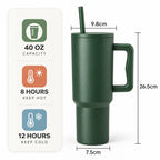 Green Premium Insulated Tumbler with Handle & Straw
