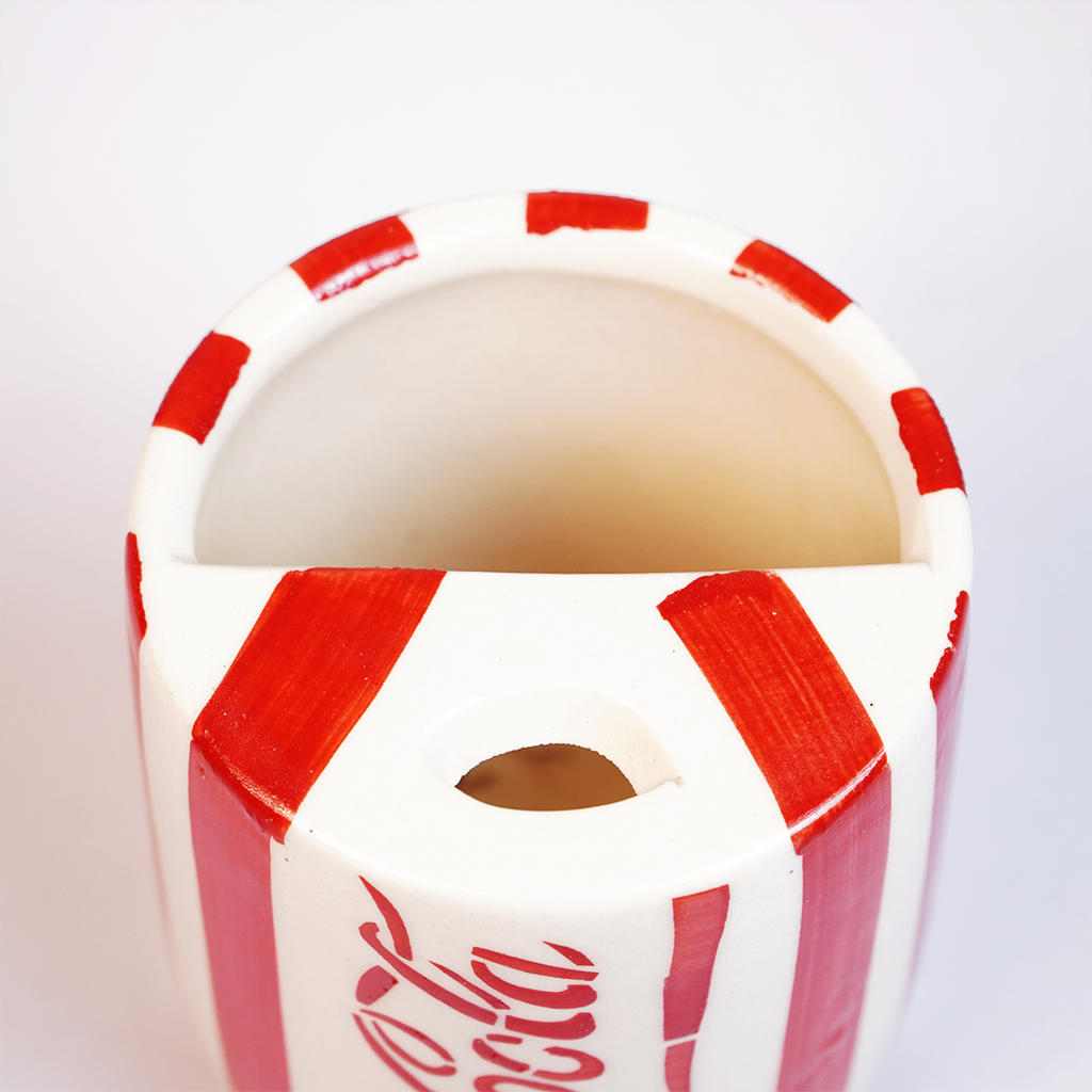 Coca-Cola Cup  with Red Lettering & Stripe Design