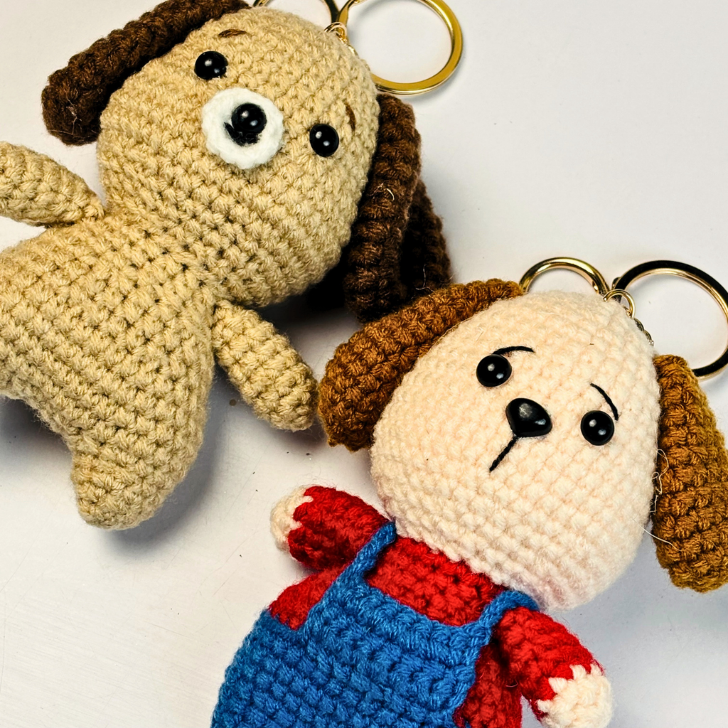 Handmade Crochet Dog Keychain(Random Color)
