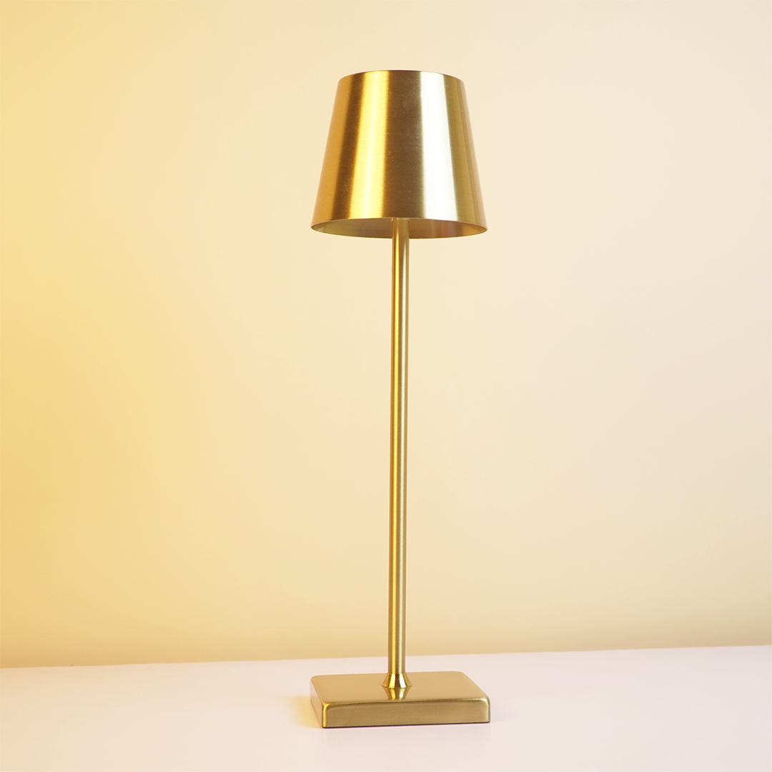 Luxury Gold Table Lamp with Metal Shade | Modern Decorative LED Desk & Bedside Lamp
