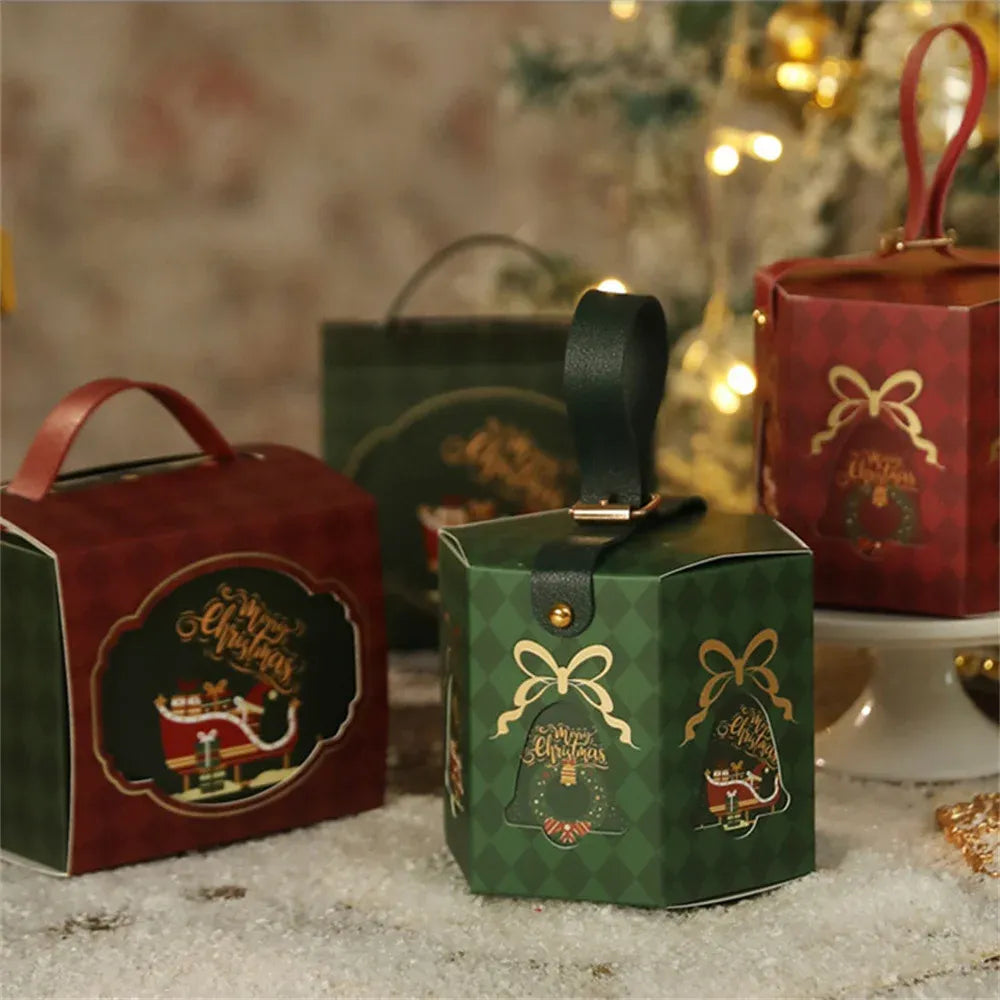 Set of 2 Christmas Gift Box with Rope Handle- Random color only