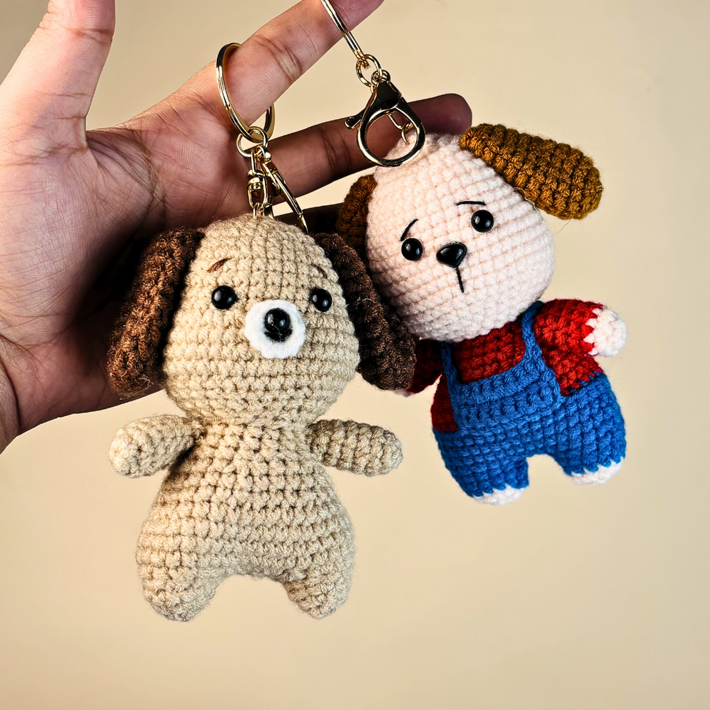 Handmade Crochet Dog Keychain(Random Color)