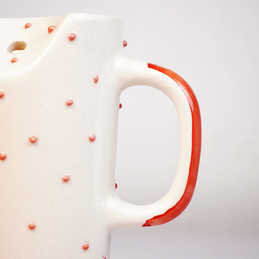 Ceramic Coffee Mug with 3D Bow Design & Pearl Dot Detailing