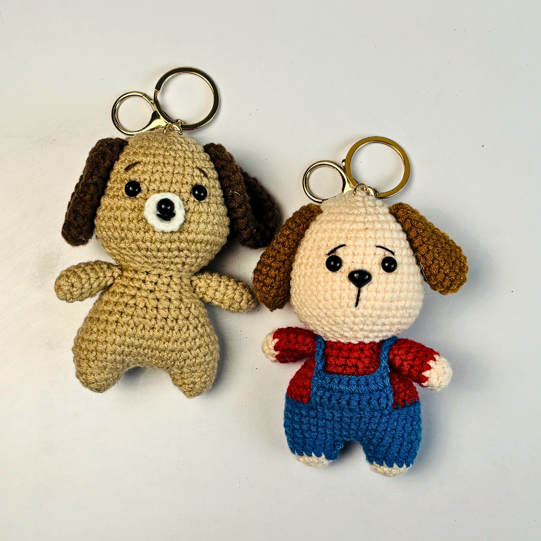 Handmade Crochet Dog Keychain(Random Color)