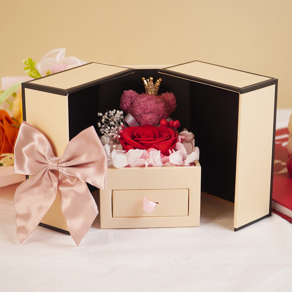 Surprise Gift Box with Roses & Teddy