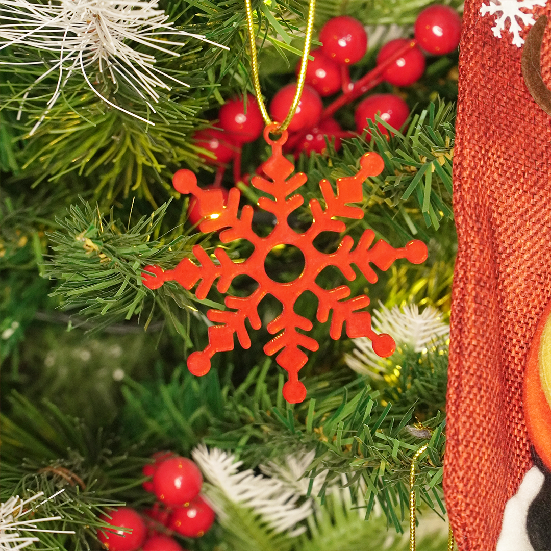 Red Snowflake Christmas Tree Hanging Ornaments - Set of 2