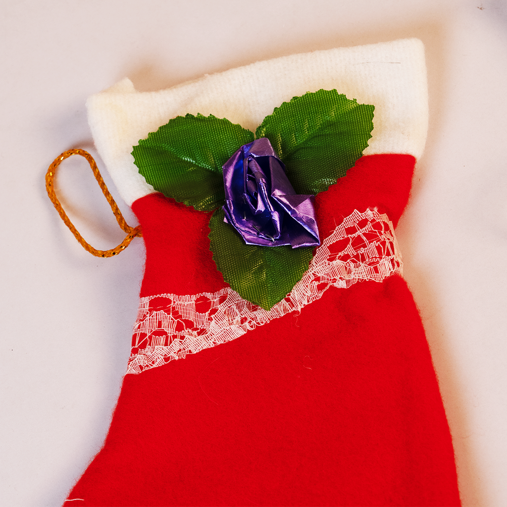 Set-4 Decorative Hanging Socks with Floral Design