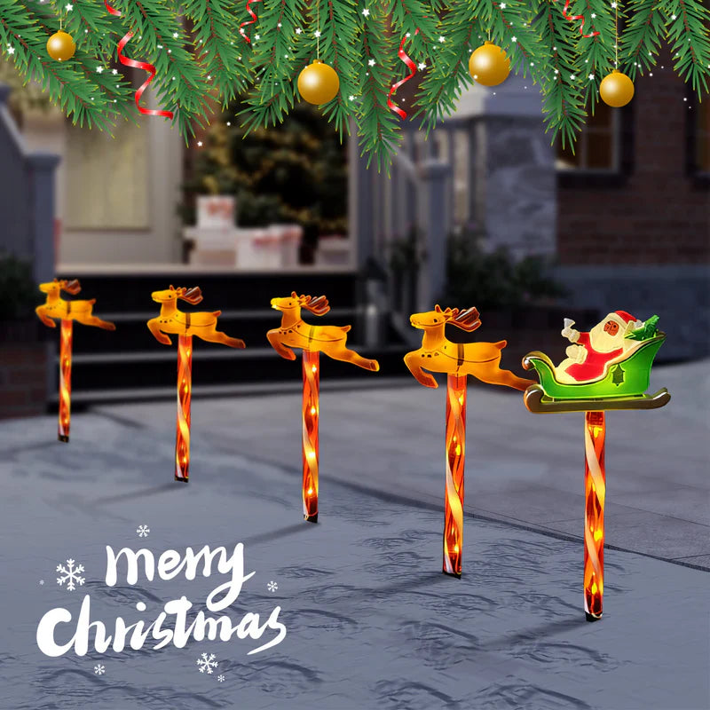 Solar Christmas Santa and Deer Light