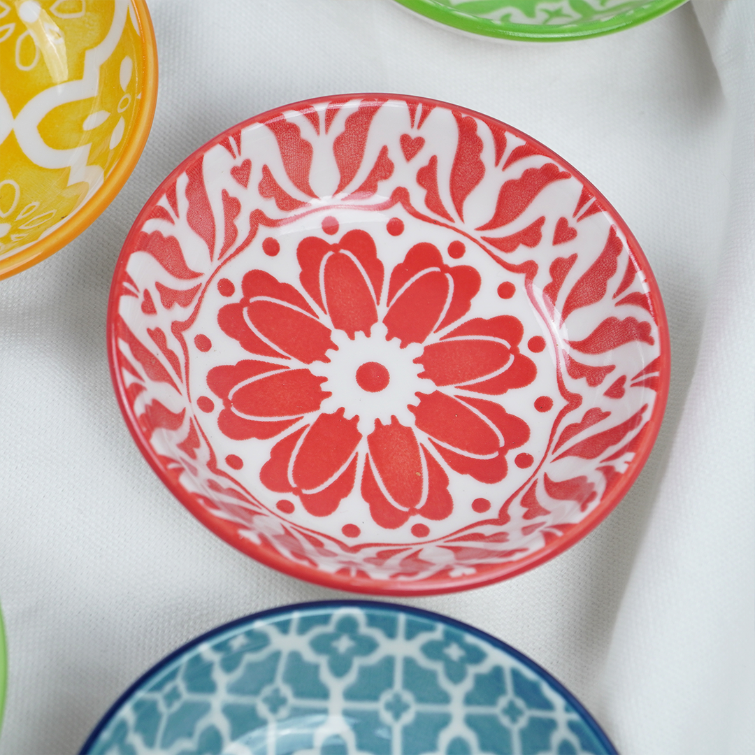 Set-8 Colorful Printed Ceramic Bowls Set | Multicolor Snack, Dip & Dessert Bowls for Kitchen & Dining