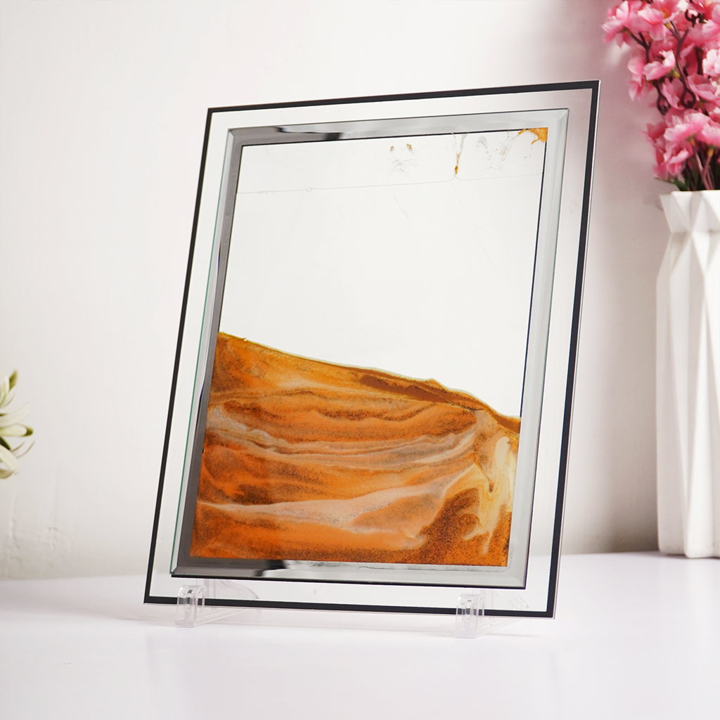 Abstract Sand Art Wall Frame | Modern Glass Wall Décor | Minimal Aesthetic Home & Office Wall Art