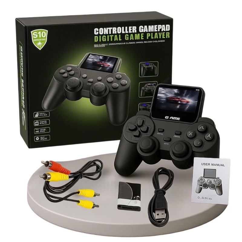 S10 Retro Game Console with Wireless Controller, Rechargeable Battery, AV Cable & USB Cable | Digital Game Player