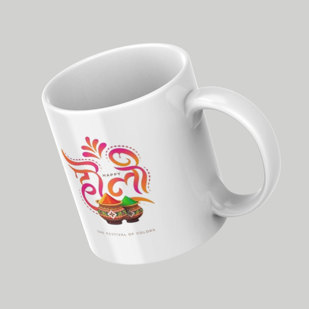 Happy Holi Festival Printed Ceramic Mug – Colorful Holi Design Coffee Cup | Gift for Friends, Family & Office