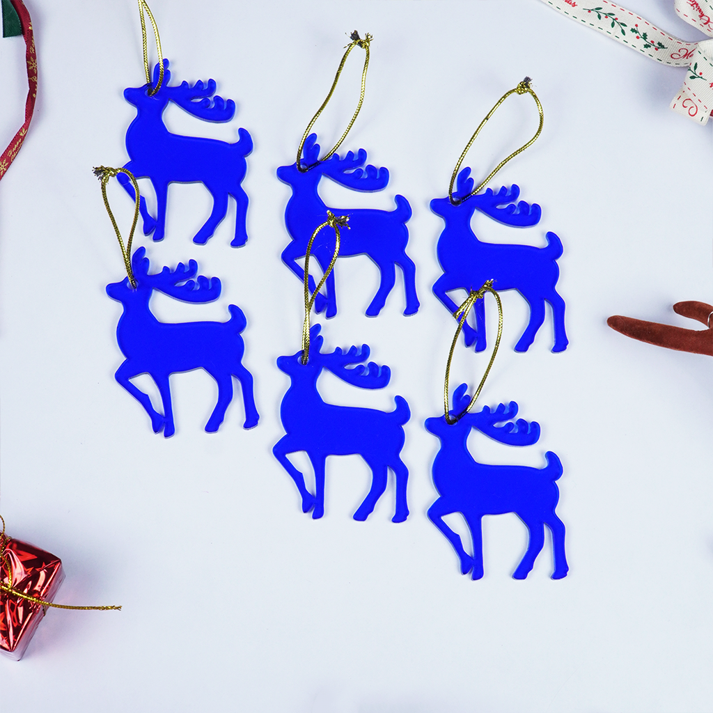 Blue Deer designed Christmas Decoration Ornaments- Set of 2