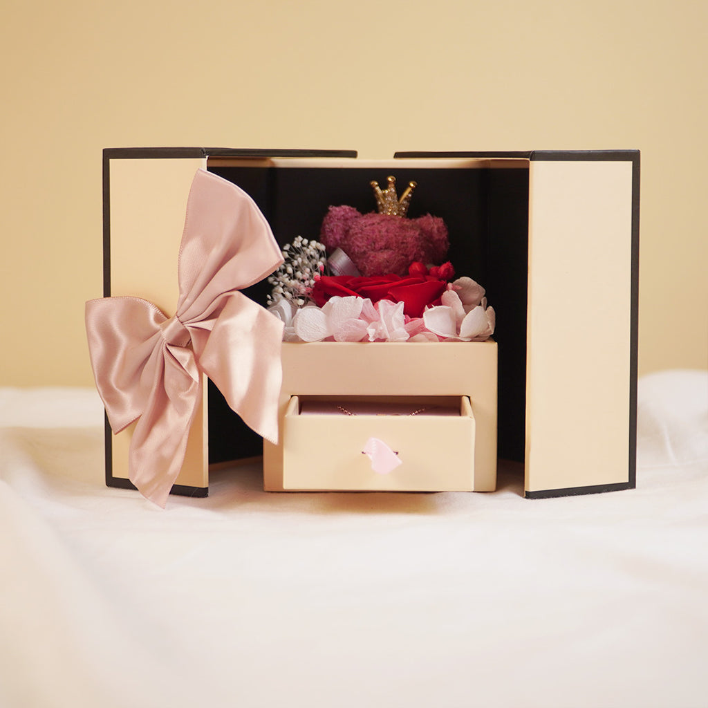 Surprise Gift Box with Roses & Teddy