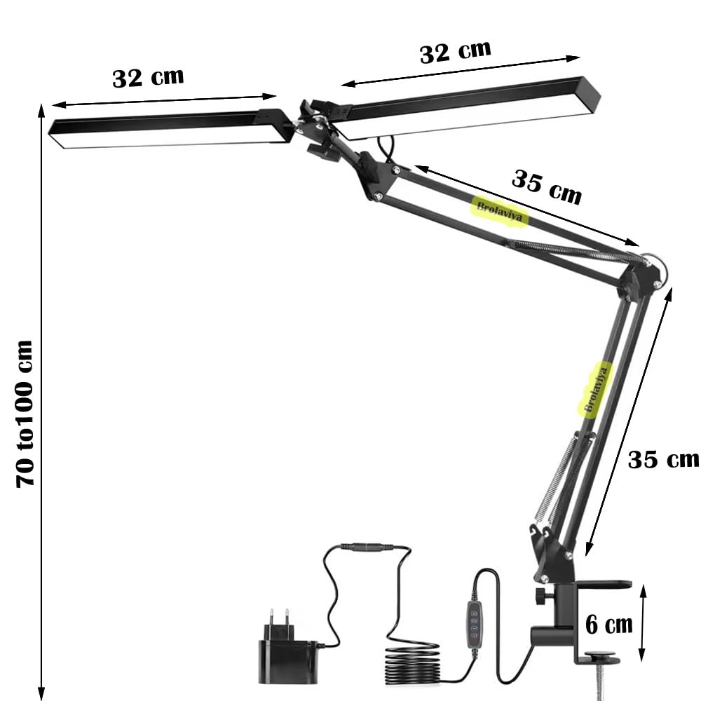 Double Head LED Desk Lamp with Clamp