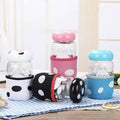 Cute Cartoon Glass Water Bottle with Protective Silicone Cover - Reusable Drinking Bottle for Kids & Adults