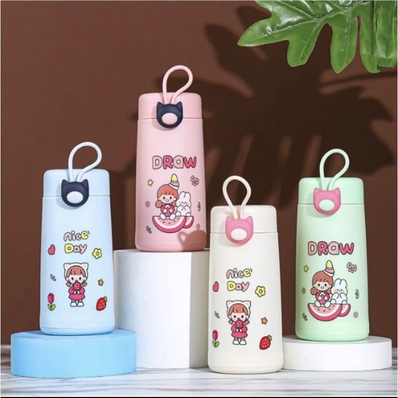 Cute Cartoon Kids Water Bottle with Strap – BPA-Free Leakproof Reusable Bottle for School & Travel