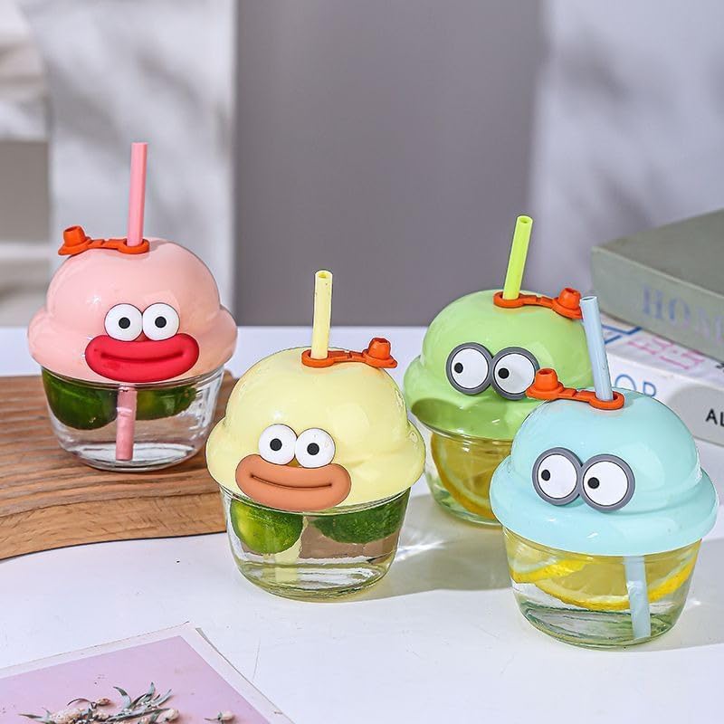 Cute Cartoon Cup with Straw for Kids & Adults | Reusable Sipper Cup | Fun Drinking Cup for Home, Office & Gifts