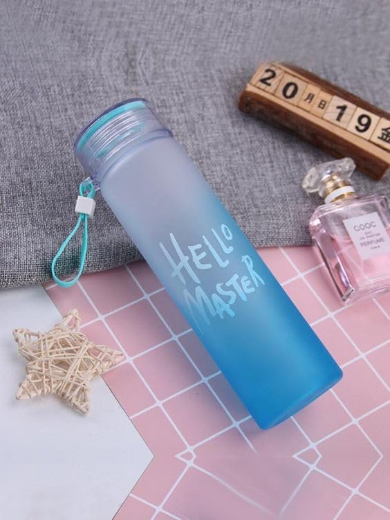 Hello Master Frosted Glass Water Bottle 7.5 Inch – Reusable Leak-Proof Glass Bottle with Strap