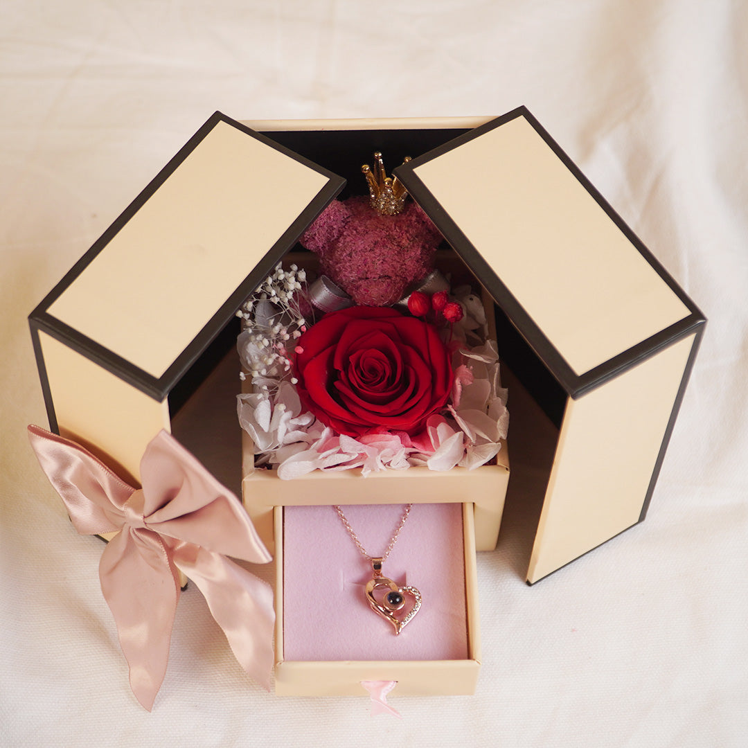 Surprise Gift Box with Roses & Teddy