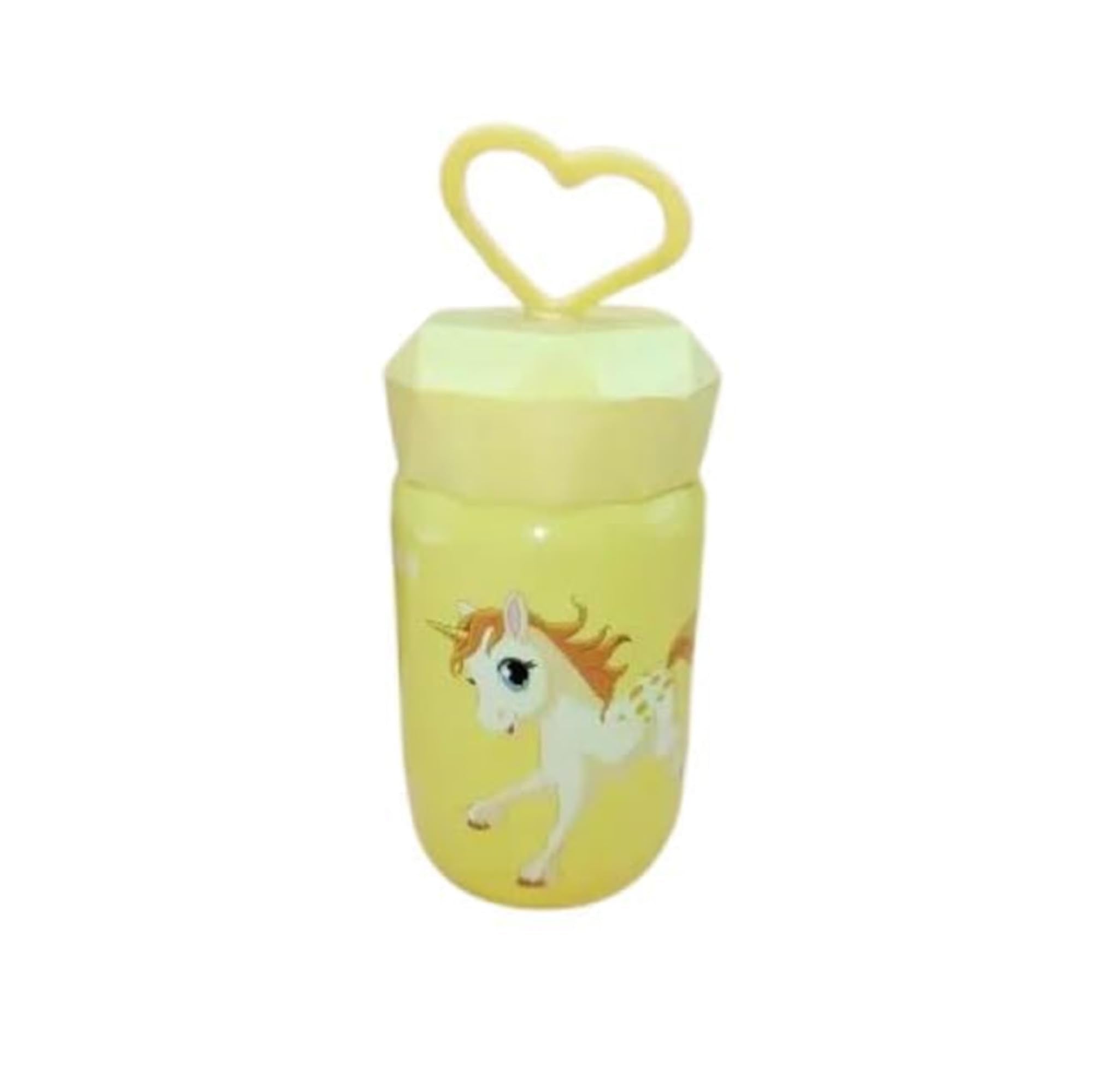 Cute Unicorn Kids Water Bottle with Heart Handle Lid – Reusable Cartoon Drinking Bottle for School, Travel & Gifts