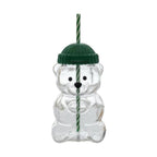 Bear Shape Glass Cup with Straw | Cute Glass Tumbler for Kids, Milk & Cold Drinks